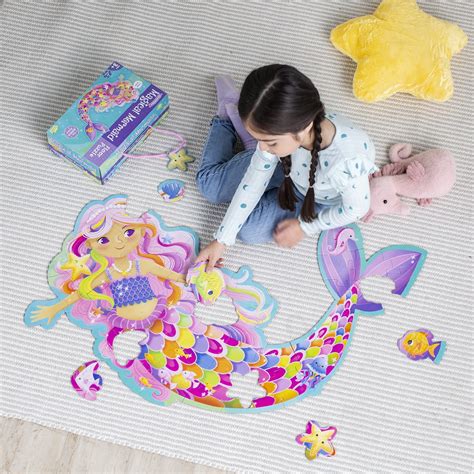 Peaceable kingdom shimmery magical mermaid floor puzzle